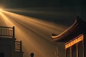 《画屏谣》封面，屏风上流动的山水画卷